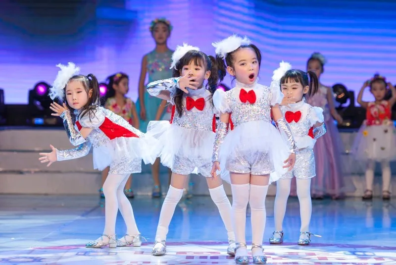 Children's jazz dance costumes girls modern performance costume sequin feathers tuxedo skirt children's catwalk | Тематическая