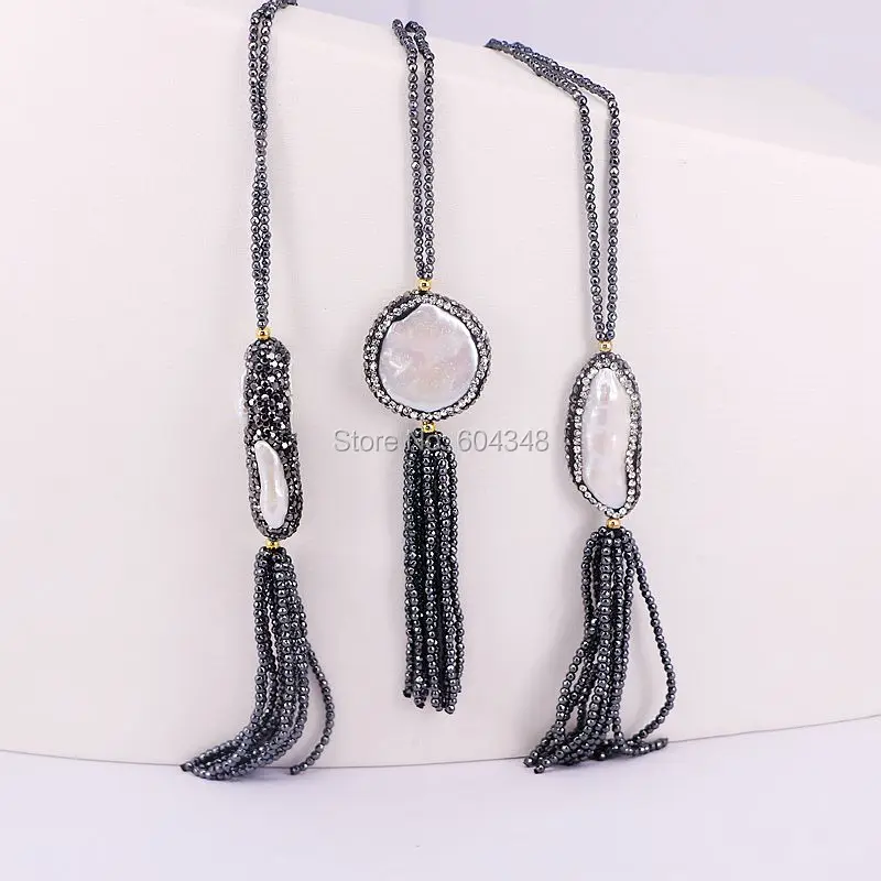 Ожерелье из 3 нитей Смешанная форма пресноводного жемчуга ожерелье с 2 мм