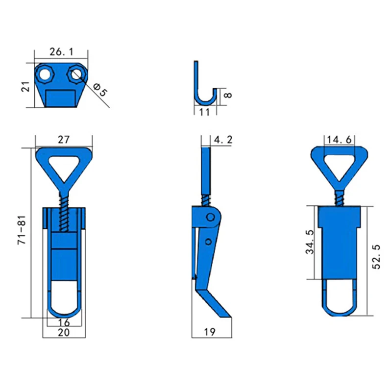 2 шт. синяя оцинкованная регулируемая застёжка тогл с монтажными отверстиями