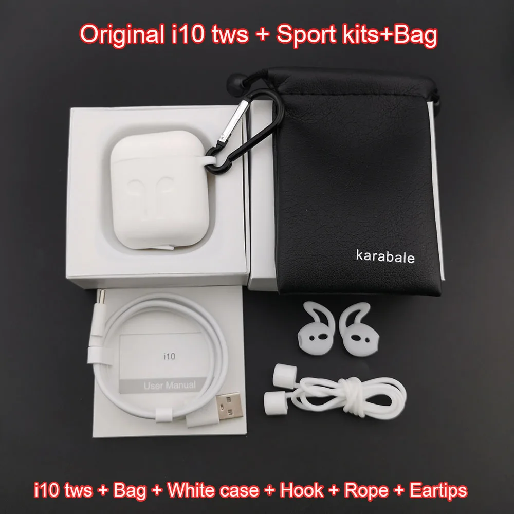 i10 white all set i10 TWS, беспроводные Bluetooth 5,0 наушники, Автоматическое включение/выключение, Беспроводная зарядка с HD микрофоном для iPhone, Android - Цвет: i10 white all set