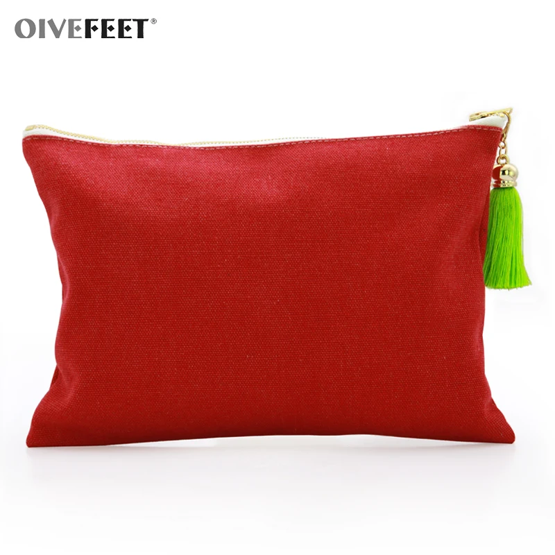 OIVEFEET LGC245 16 унций простой моющийся красный хлопковый холщовый клатч сумка красная
