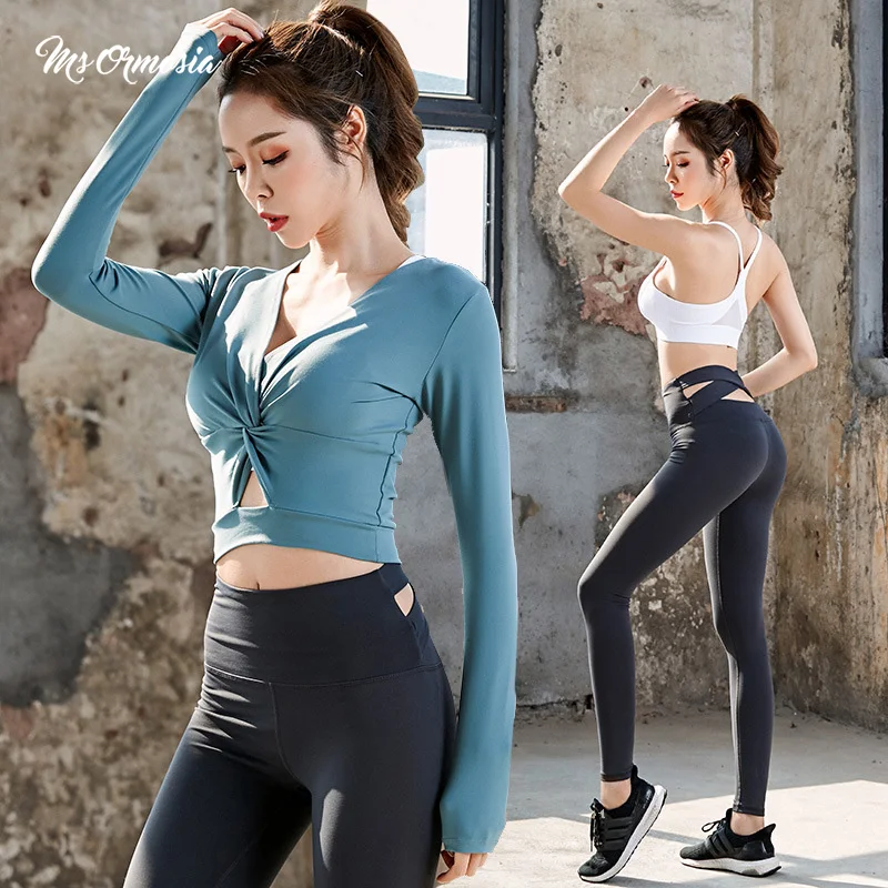 Женский набор для йоги 3 предмета спортивная одежда женская гимнастический