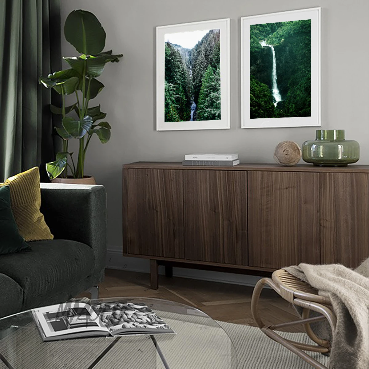Waterfall Spectacular Green Forest Canvas Painting Art Print Poster Picture Wall Bedroom Living Room Home Decor | Дом и сад