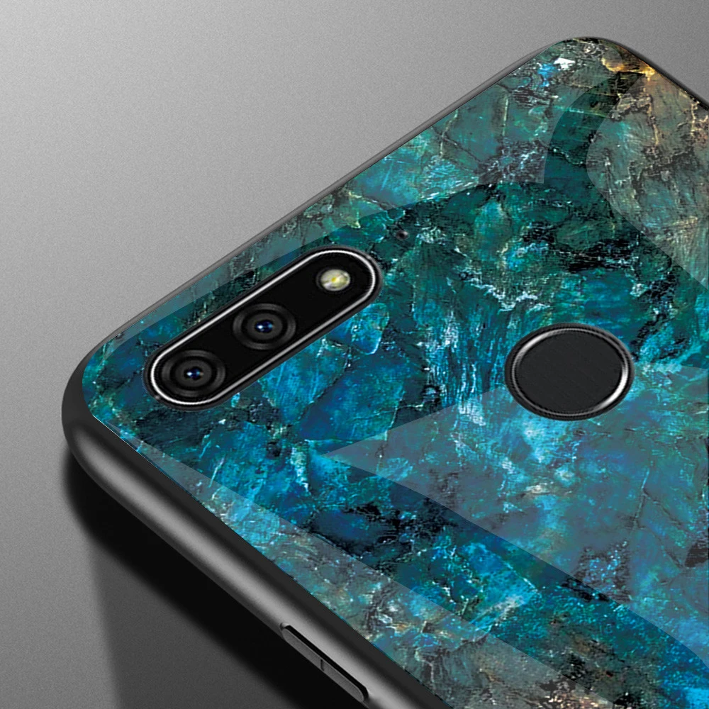 Huawei Honor 7A Pro aum-L29 Чехол на 5.7 дюймов Роскошная мраморная кожа Закаленное стекло для