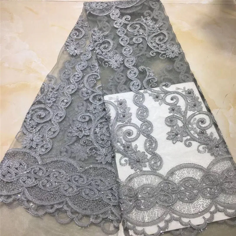 Небесно-голубая Золотая африканская кружевная ткань 2019 блестки