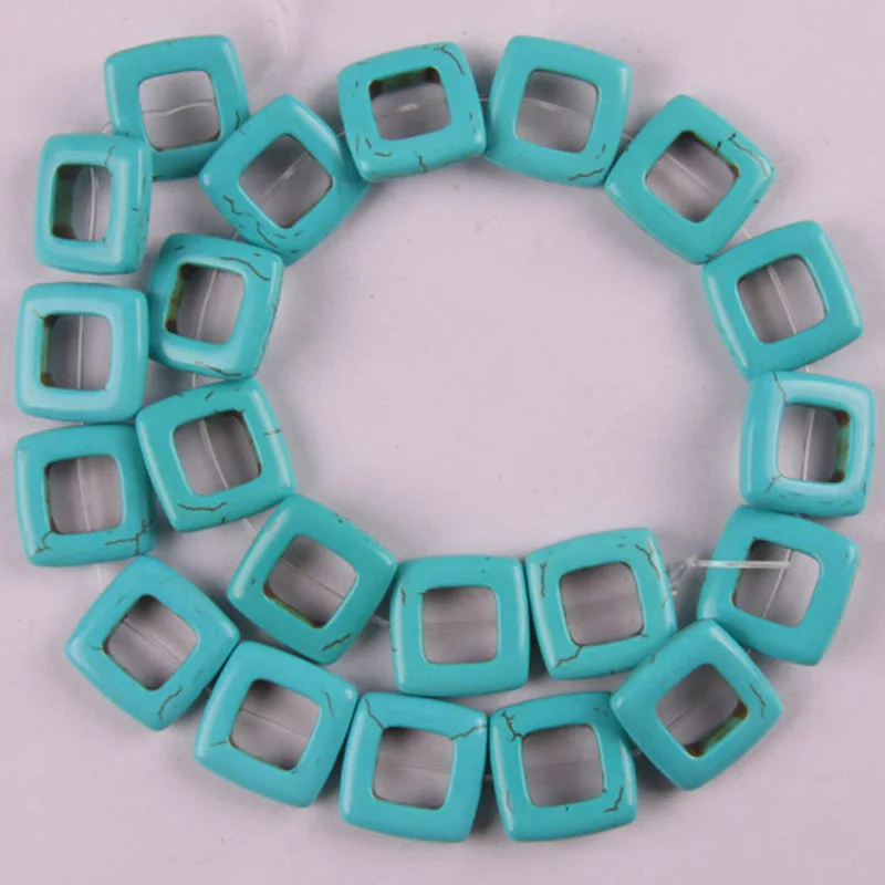 20x20MM Blue Howlite Square Loose Beads Strand 16 Inch Jewelry For Gift Making C079 | Украшения и аксессуары