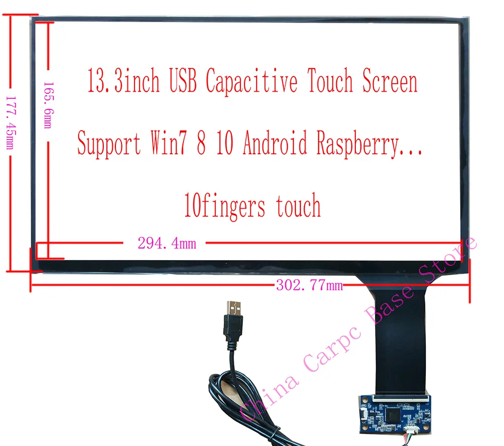 usb touch screen 13,3 дюймовый ЖК-дисплей с драйвером и сенсорным 10 точек поддержки win7 win8 win10 Raspberry pI - Цвет: usb touch screen