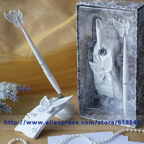 Бесплатная доставка белая бабочка набор ручек для Свадьбы Свадебные украшения