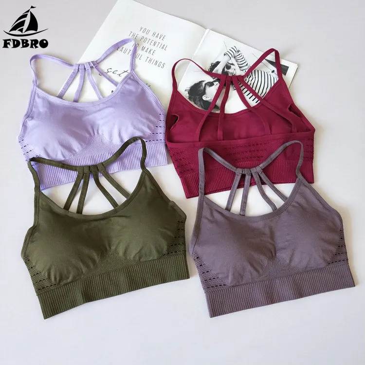 FDBRO укороченный топ бесшовные спортивные бюстгальтеры для йоги фитнеса майка