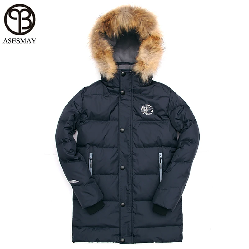 Asesmay 2017 пуховик Мужские длинные зимние куртки мужские парки с капюшоном высокого