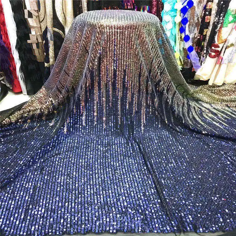 Кружевная ткань с блестками 5 ярдов в африканском стиле высокого качества из