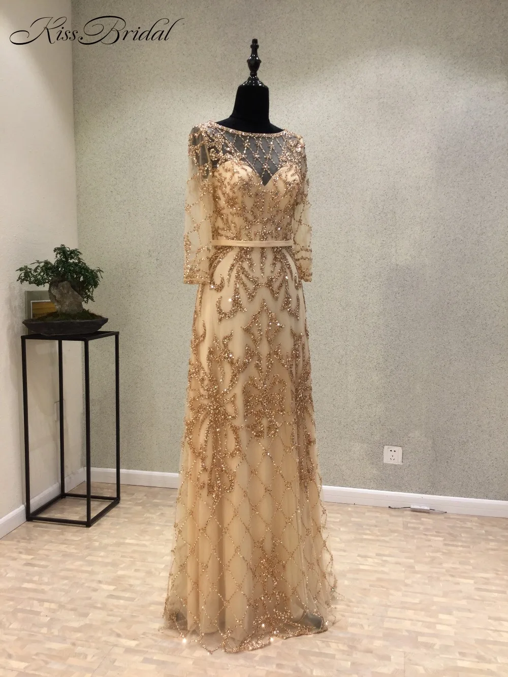 

Женское вечернее платье, элегантное фатиновое платье с рукавом 2018 и бисером для выпускного вечера, 3/4