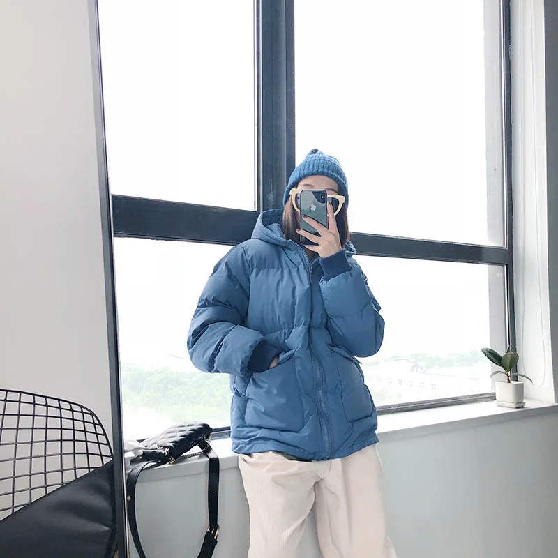 Модная однотонная короткая парка для женщин 2018 свободная куртка с длинным