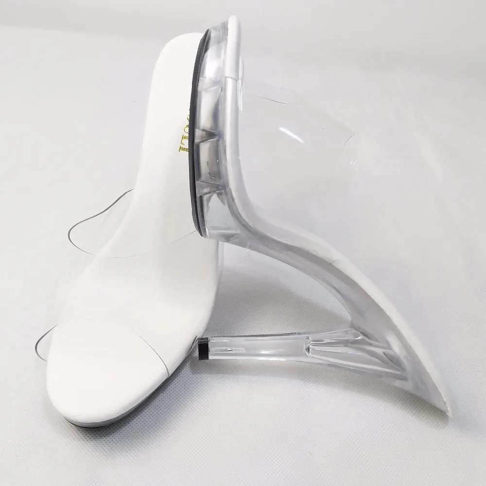 Красивые нежные женские прозрачные тапочки со стразами 12 см вечерние