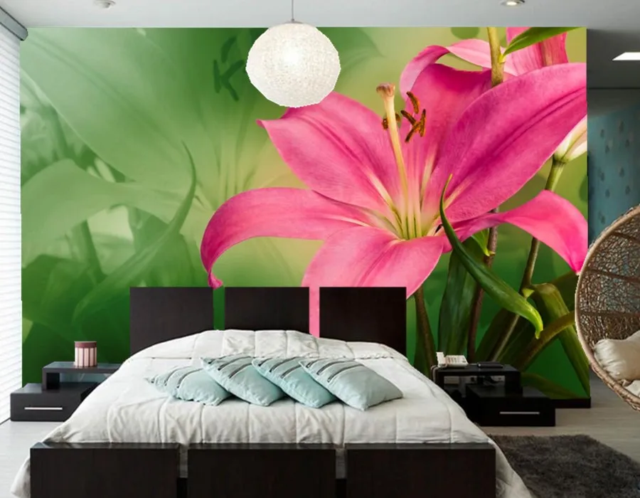 Настенные обои на заказ с цветами лилии для ресторана гостиной телевизора дивана