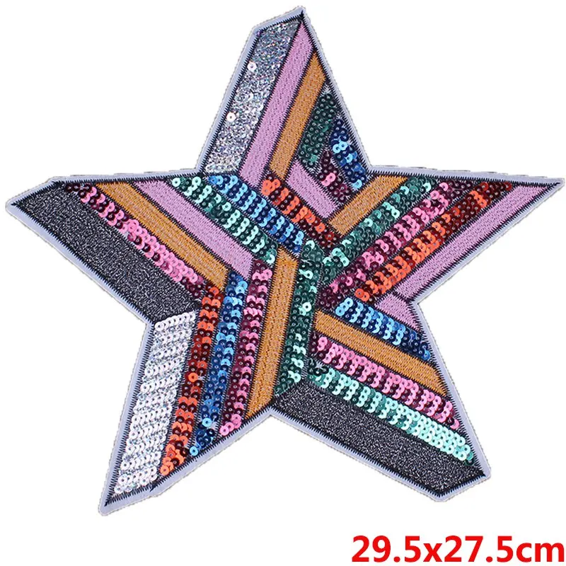 Prajna Sewing Accessories 3D Pentagram Patch Sequin Sew On Embroidered Patches For Clothes T-shirt Badges Applique Washable DIY | Дом и сад