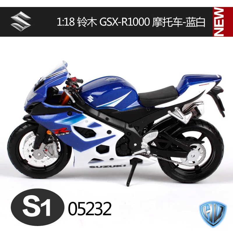 Maisto 1:18 GSX R1000 синий белый мотоцикл литье под давлением для Suzuki модель мотоцикла