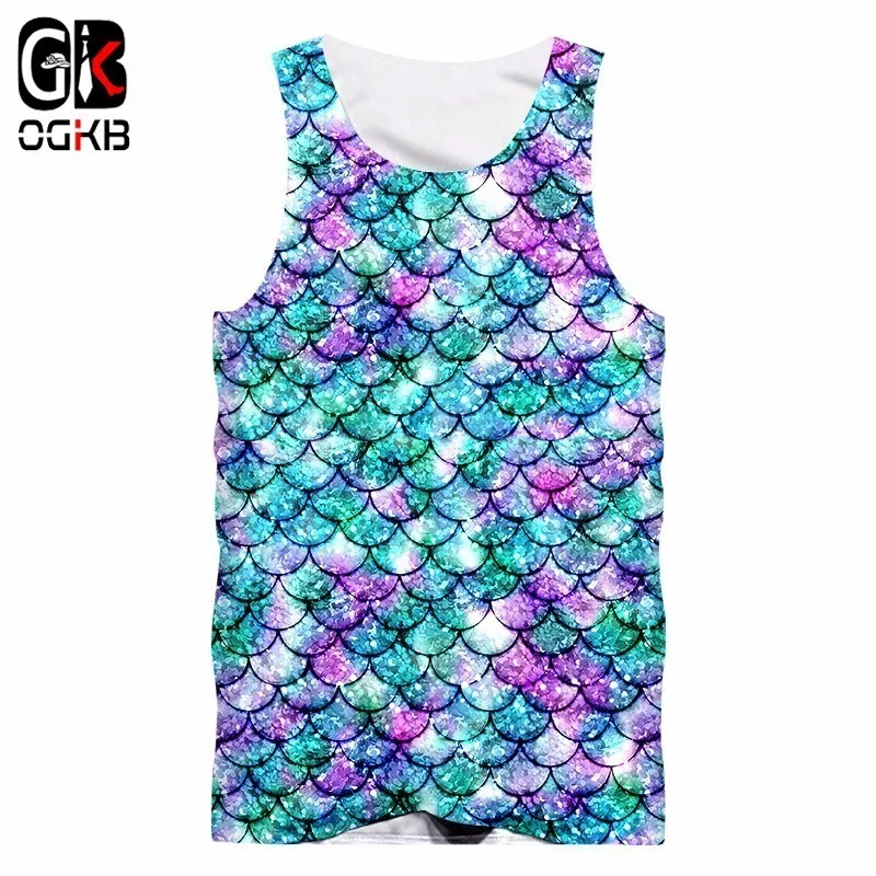 Футболка без рукавов OGKB повседневная безрукавка с 3D принтом для мужчин и