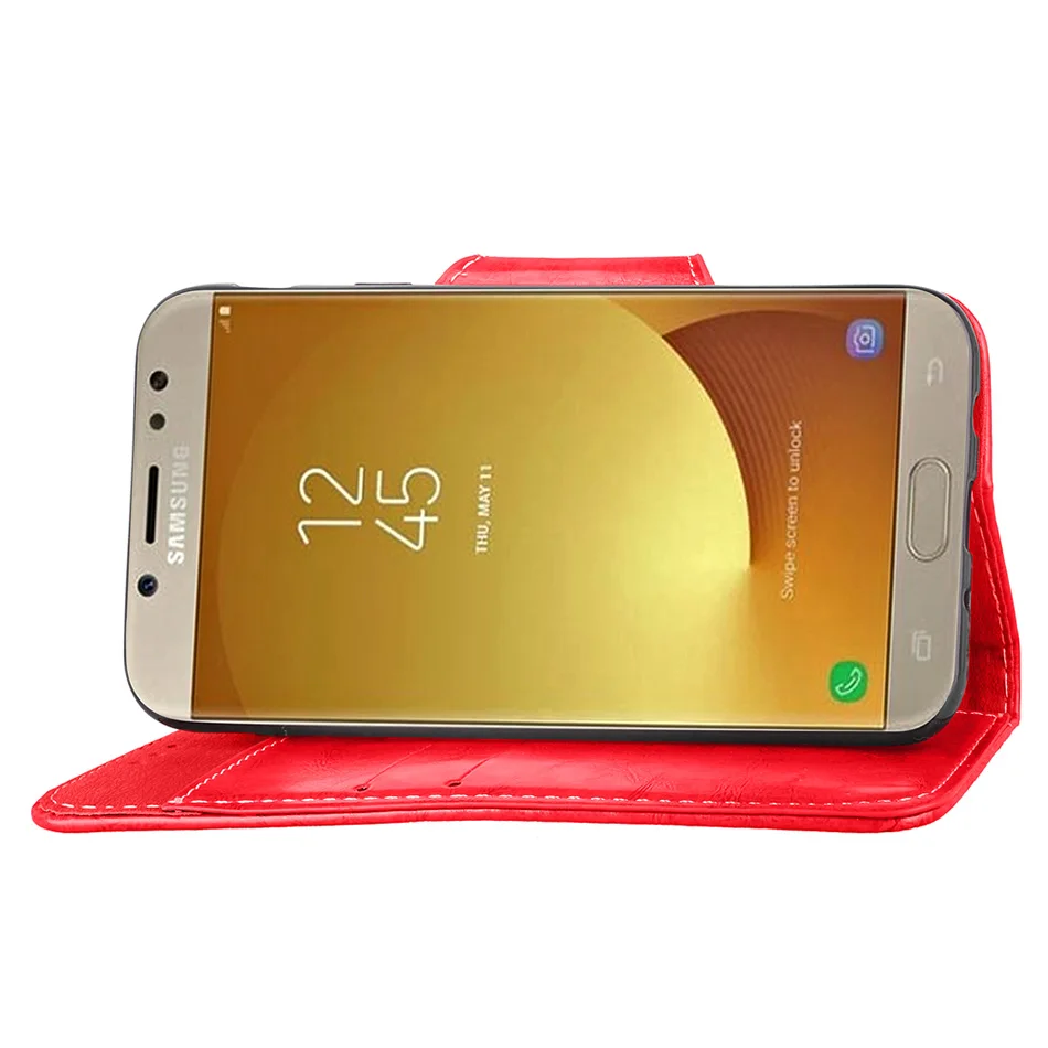 Кожаный флип-чехол-бумажник в стиле ретро для samsung Galaxy A5 A7 A8 Plus 2018 деловой чехол