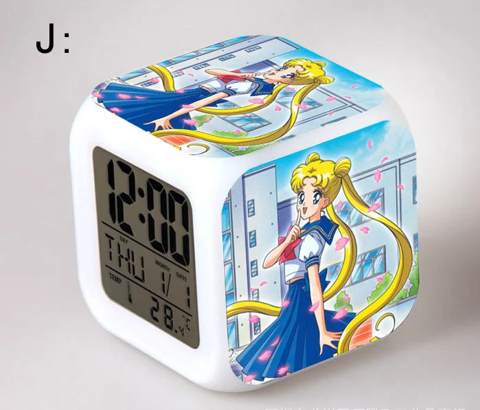 PrettySoldier SailorMoon светодиодный 7 цветов Flash цифровой будильники детский ночной