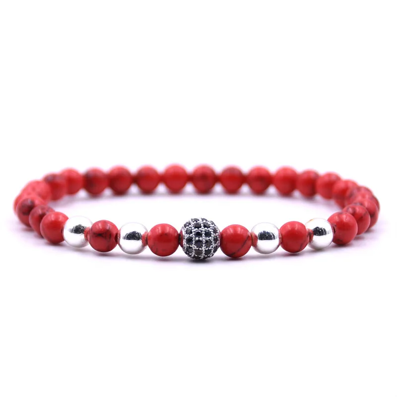 2 шт./компл. микро мозаика 8 мм Серебряный шар браслет 6 Природный камень 5 видов