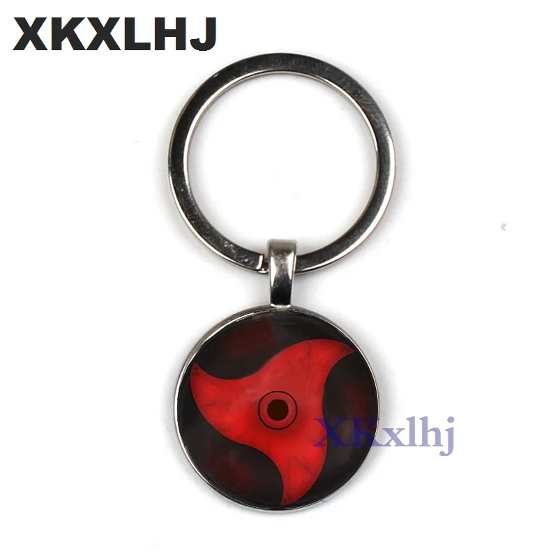 XKXLHJ Fashion Glass Photo Keyring Naruto Shippuden Keychain Silver Naruto Symbol Key Chains Key Rings Handmade Jewelry