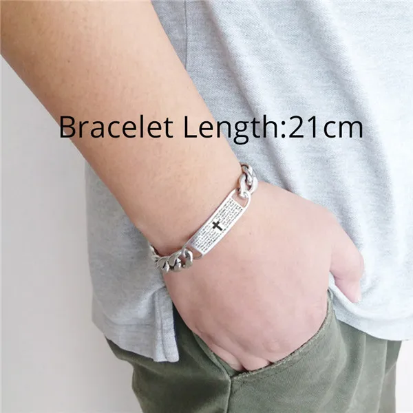 SL1380 Steel Color Мужские браслеты с крестом Иисуса, мужские браслеты из нержавеющей стали, опт, pulseira, золотой цвет, кубинская цепочка, браслет для мужчин, ювелирные изделия - Окраска металла: SL1380 Steel Color