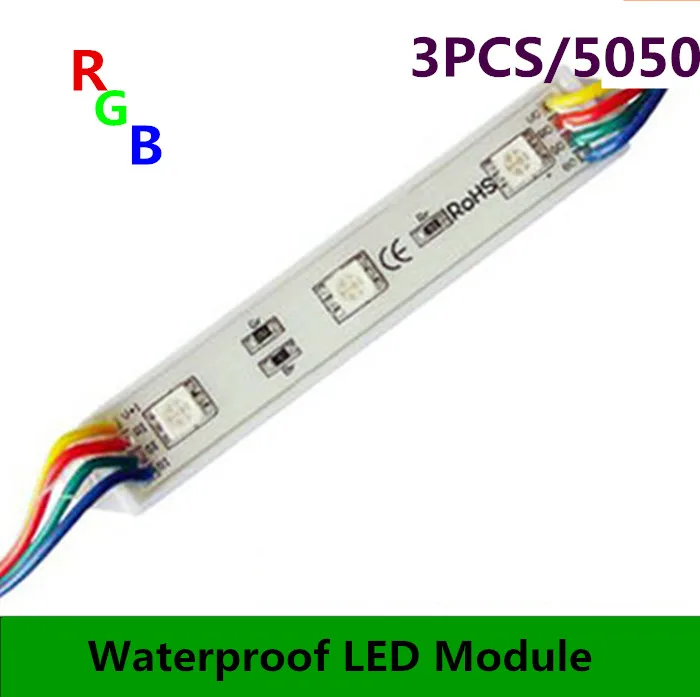 

Free shipping 500PCS DC12V 5050 3LEDs LED Module RGB IP65 Waterproof RGB Color changeable led modules lighting