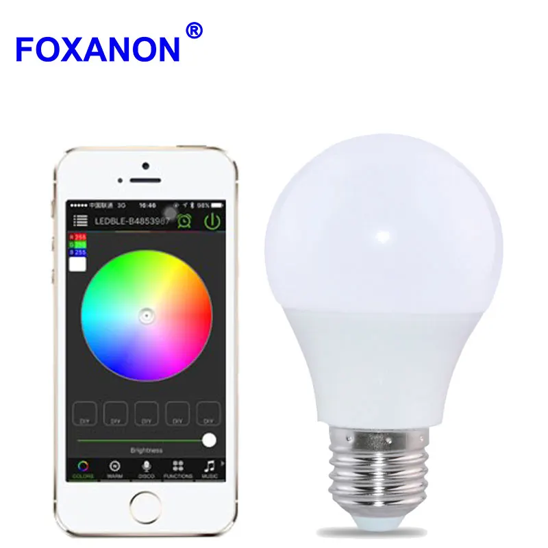 Foxanon Bluetooth 4 0 E27 лампочка 5 Вт RGBW AC85 265V светодиодная лампада умная световая лампа