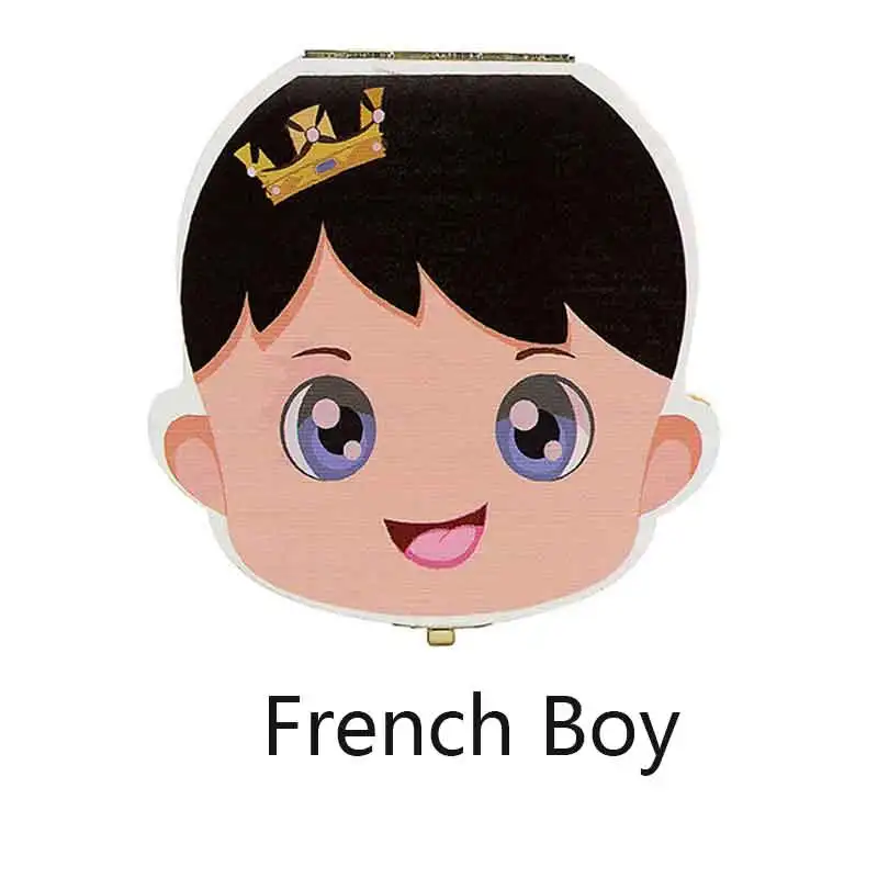 Frenchboy Ящик для хранения зубов Испанский/английский/русский/французский/Итальянский текст детский деревянный ящик для хранения молочных зубов Органайзер держатель - Цвет: Frenchboy