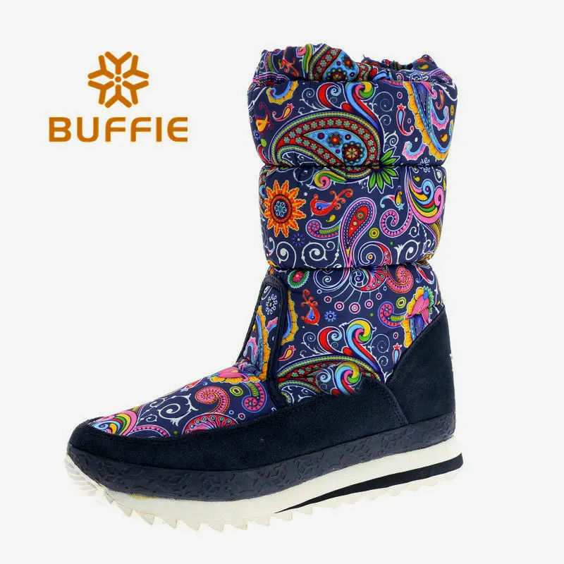 Цветные женские ботинки теплая зимняя высокая обувь экспорт Европейский стиль