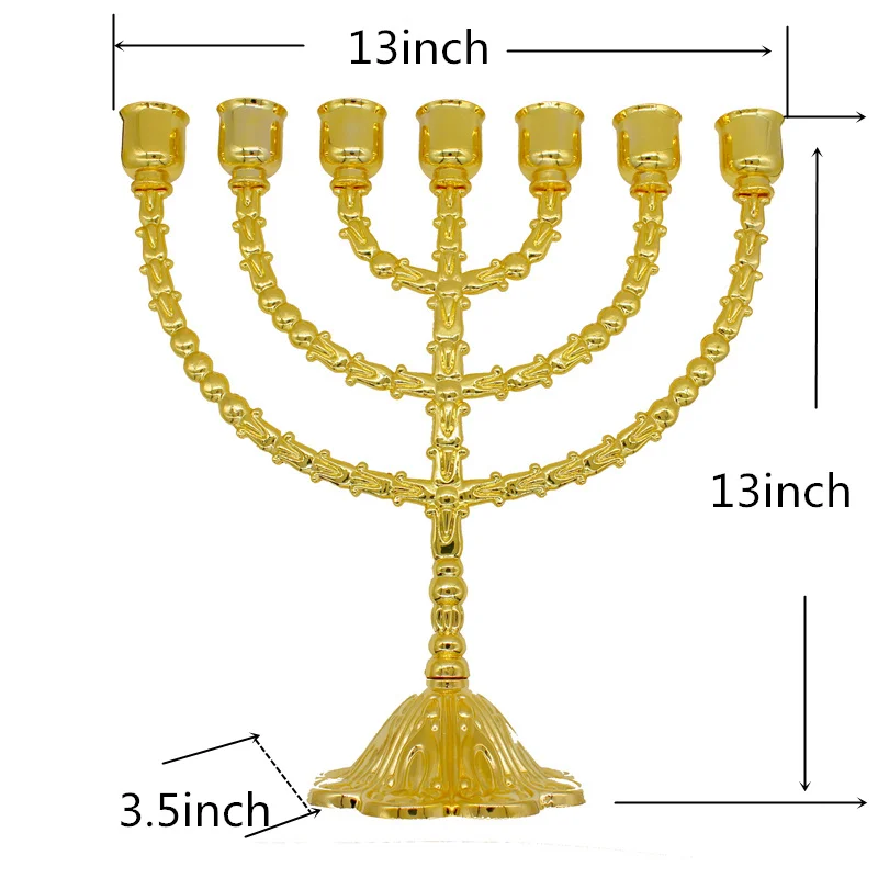 Латунь Медь 13 дюймов винтажный держатель Menorah Judaica из Jerusalem подарок