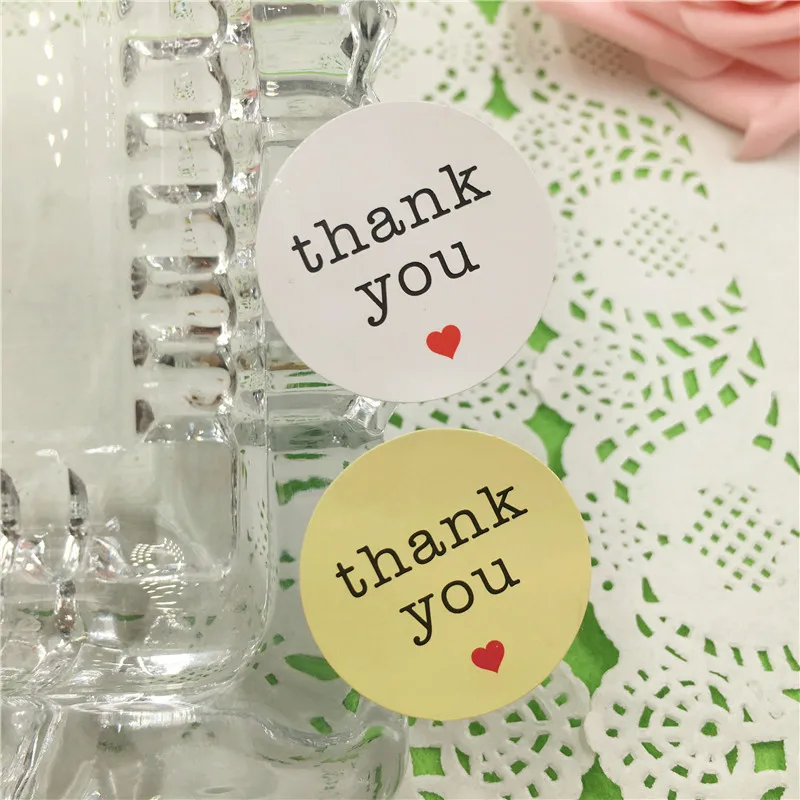 Наклейка круглая из серии Thank You разных стилей диаметр 3 см самоклеящаяся