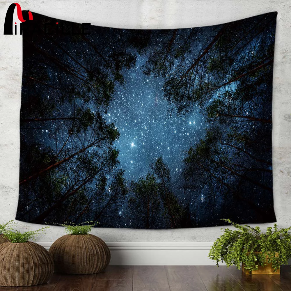 

Miracille Beautiful Night Sky Wall Tapestry Home Decorations Wall Hanging Forest Starry Night Tapestries For Living Room Bedroom