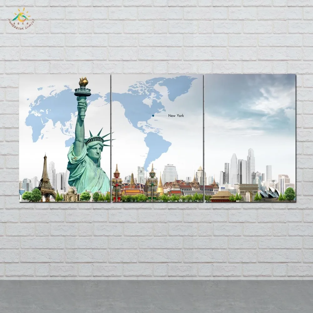 

Wall Art HD Prints Canvas Art Painting Modular Picture And Poster The goddess of freedo Canvas Painting Decoration Home 3 PIECES