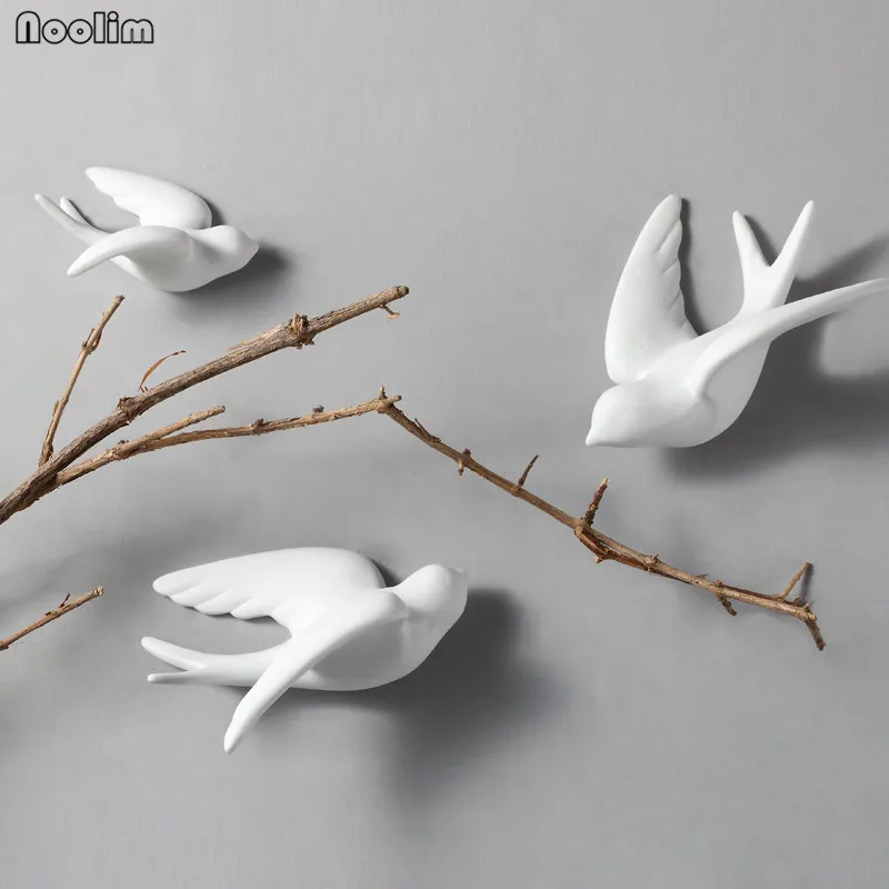 NOOLIM европейские 3D керамические птицы настенные Висячие Имитационные фотообои