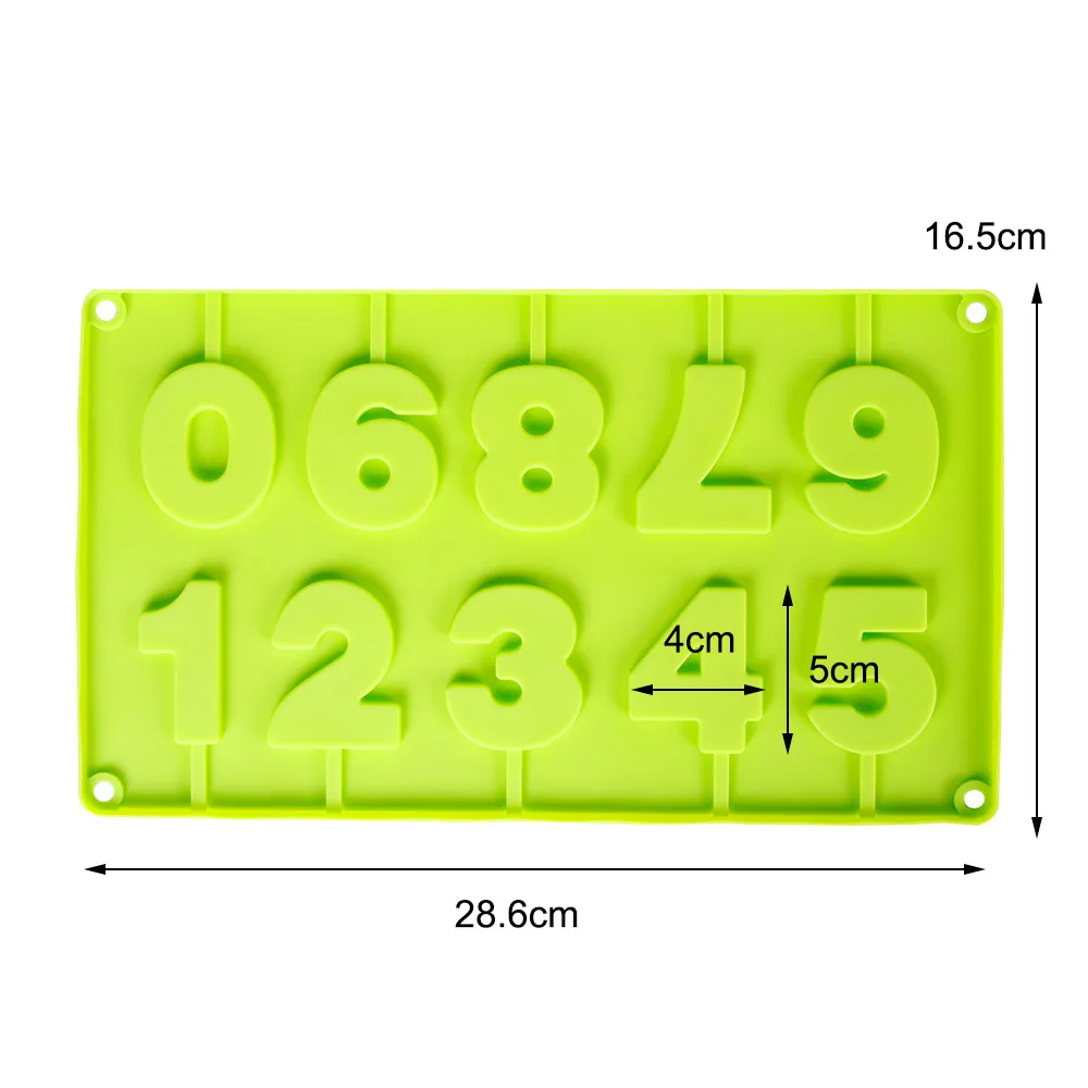 Случайный цвет леденец шоколадная форма с палочками 0 9 в форме цифр силиконовая
