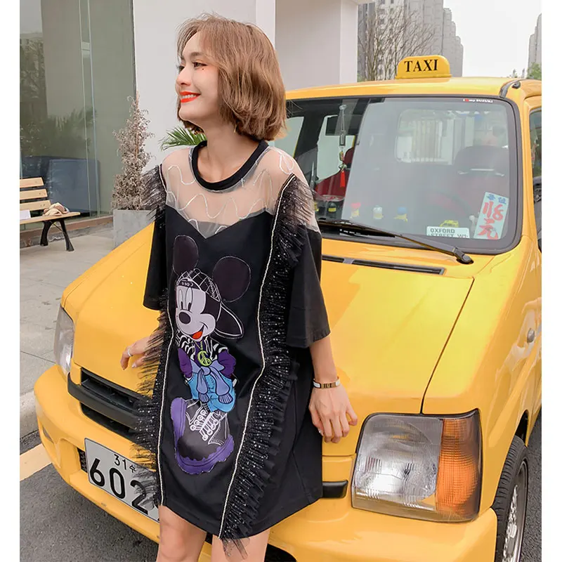 2019 летние женские кружевные платья с открытой спиной модные принты героями