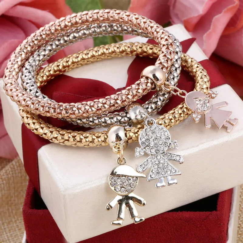 3 шт./лот очаровательные браслеты для женщин и девушек хрустальные из розового