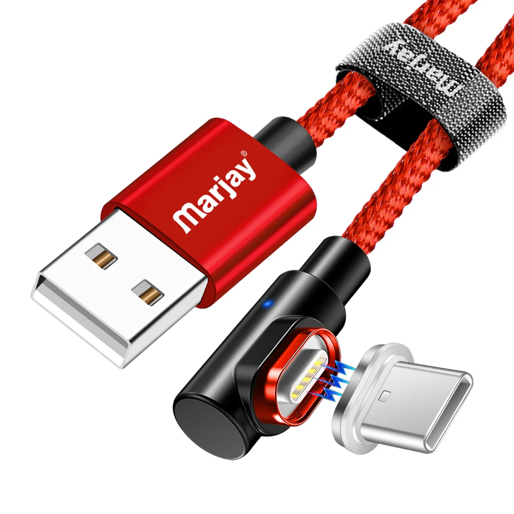 Кабель Marjay USB Type C магнитный кабель для быстрой зарядки 90 градусов 3 А Samsung S8 S9 S10 Plus