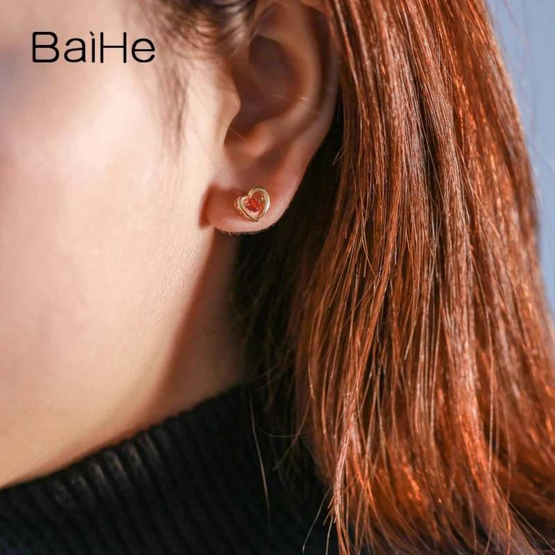 Серьги BAIHE из настоящего однотонного желтого золота 14 к танцующие серьги с