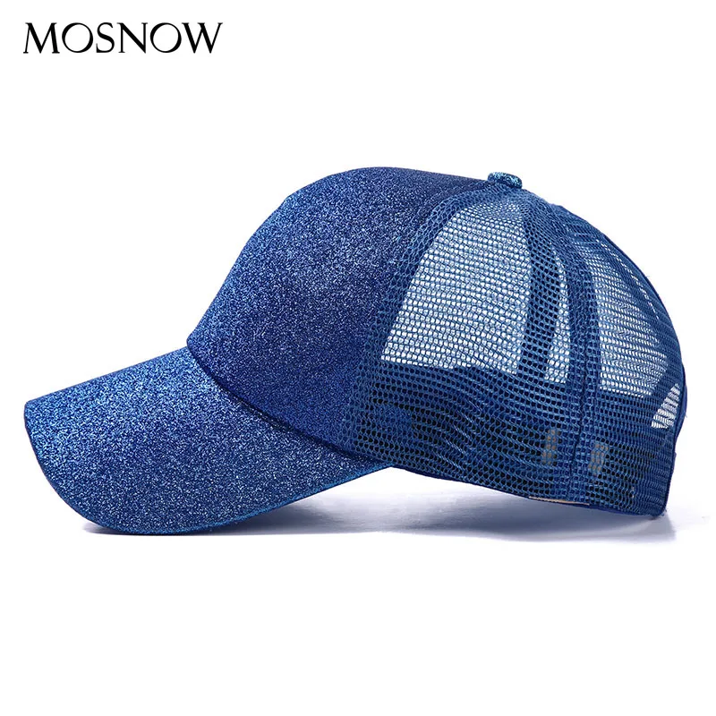 Бейсбольная кепка "конский хвост", женская кепка с пайетками, Snapback, летняя сетчатая Кепка, повседневная спортивная, Прямая поставка, регулируемые шапки