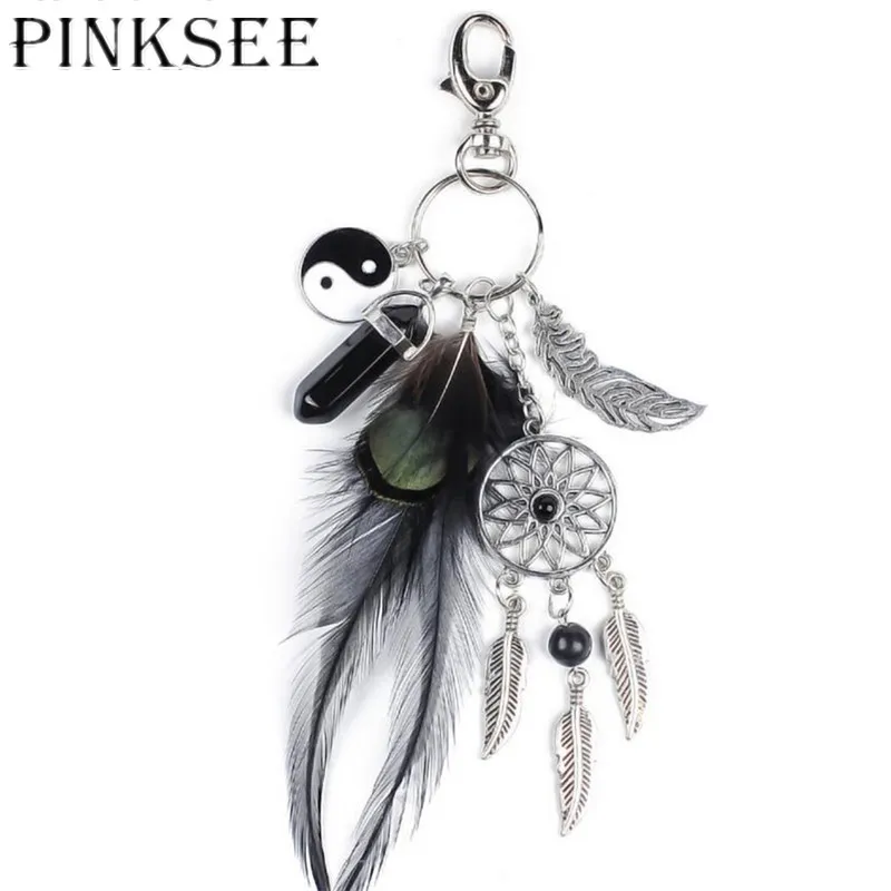 PINKSEE натуральный каменный брелок Ловец снов цепочка для ключей подвеска с