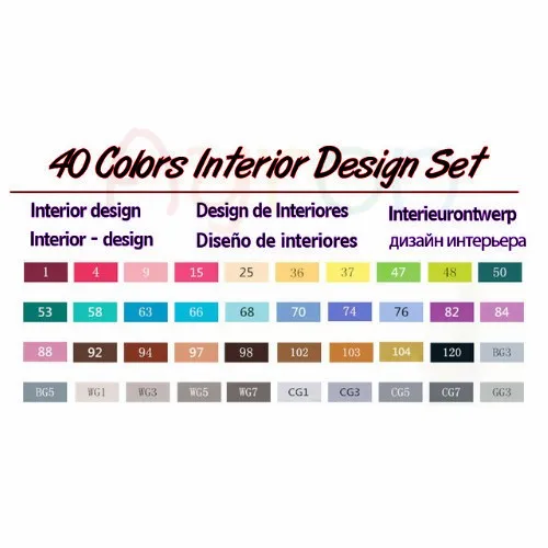 40 interior design Touchfive, 30406080 цветов, двойная головка, художественные маркеры, ручка, маслянистая, алкогольная, эскиз, маркер, ручка, товары для рукоделия, для анимационного манга, рисование - Цвет: 40 interior design