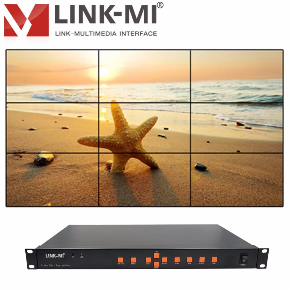 LINK-MI TV09 Full HD 1080P видео процессор 3x3 видео настенный контроллер hdmi usb vgs cvbs совместимый с DVI разветвитель сигнала