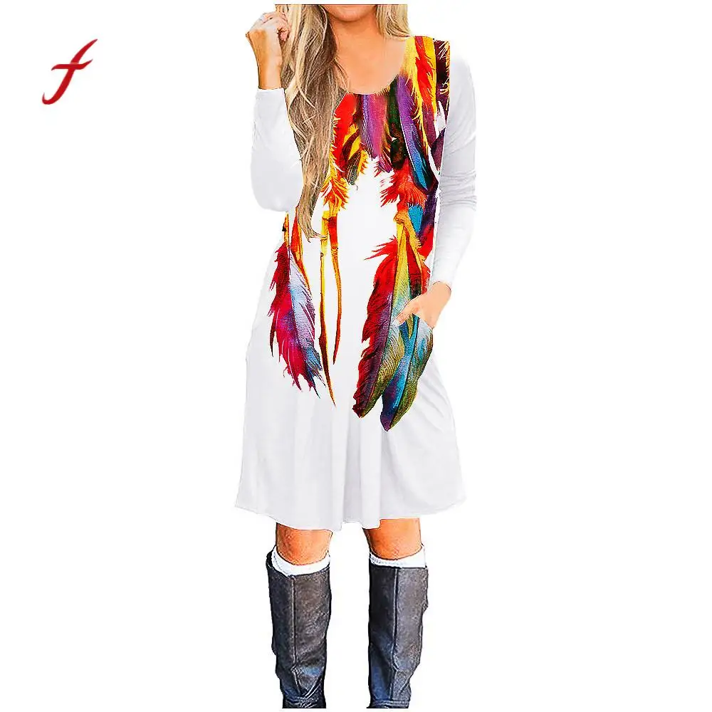 Женское платье 2019 Новое поступление свободное Повседневное с карманами и