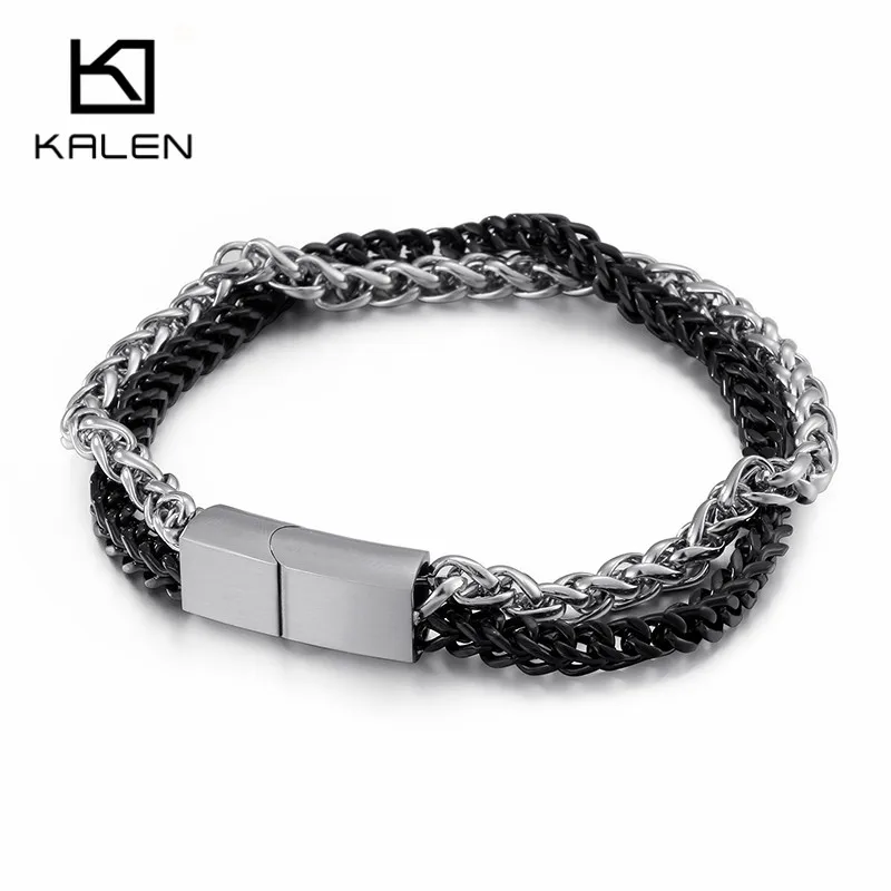 KALEN 21 см нержавеющая сталь болгарийский Золотой двухслойный браслет цепочка для