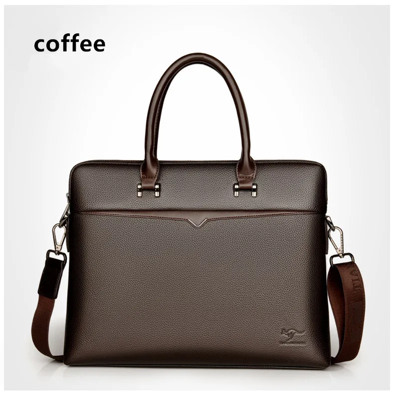 coffee Мужской кожаный портфель, мужская деловая сумка, 14 дюймов, для ноутбука, на плечо, сумка-мессенджер, тоут, мужской портфель, s, мужская сумка через плечо - Цвет: coffee