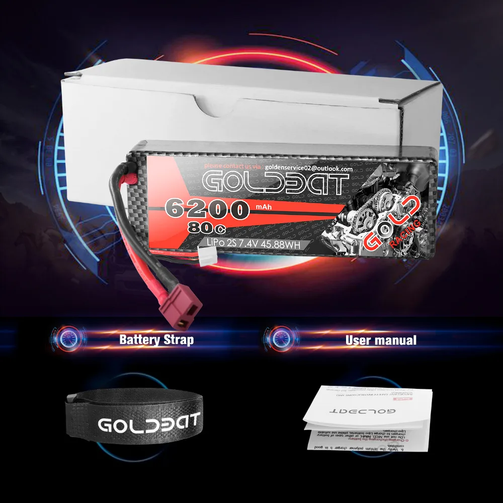 2 единицы GOLDBAT RC литий-полимерный аккумулятор 80C Дрон S Lipo батарея 7 4 в 6200 мАч пакет
