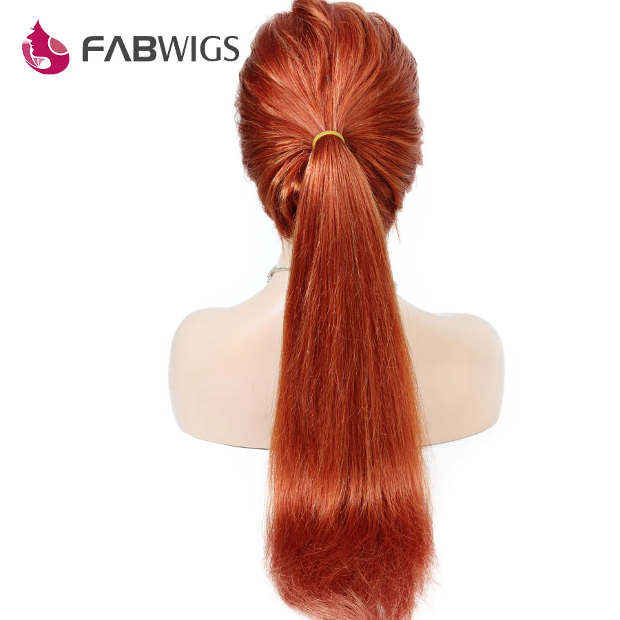 Парики из натуральных волос Fabwigs волнистые волосы имбирного цвета с прядями для